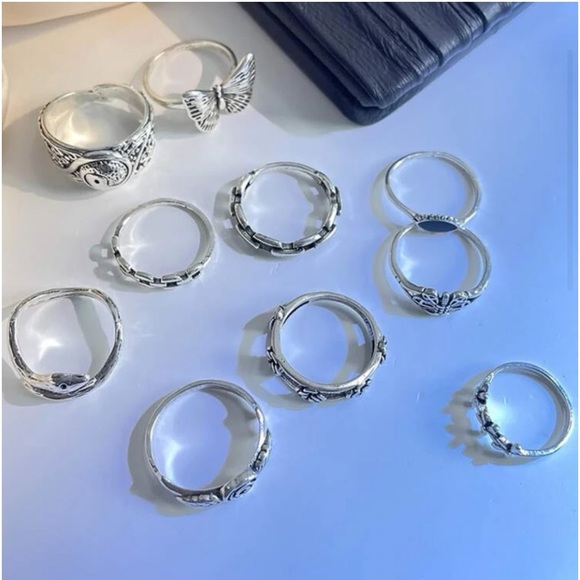 New Set of 10 Silver Rings - Picture 3 of 3